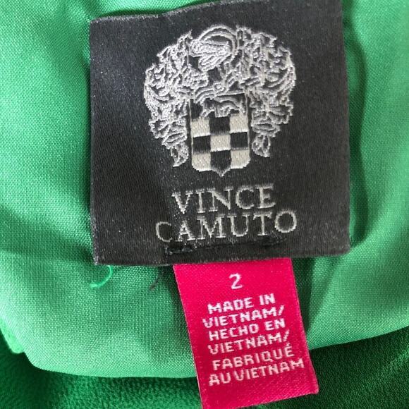 Vince Camuto Dress Chiffon Pleated Sleeve Float Shift Mini Emerald Green Size 2 - Picture 9 of 12